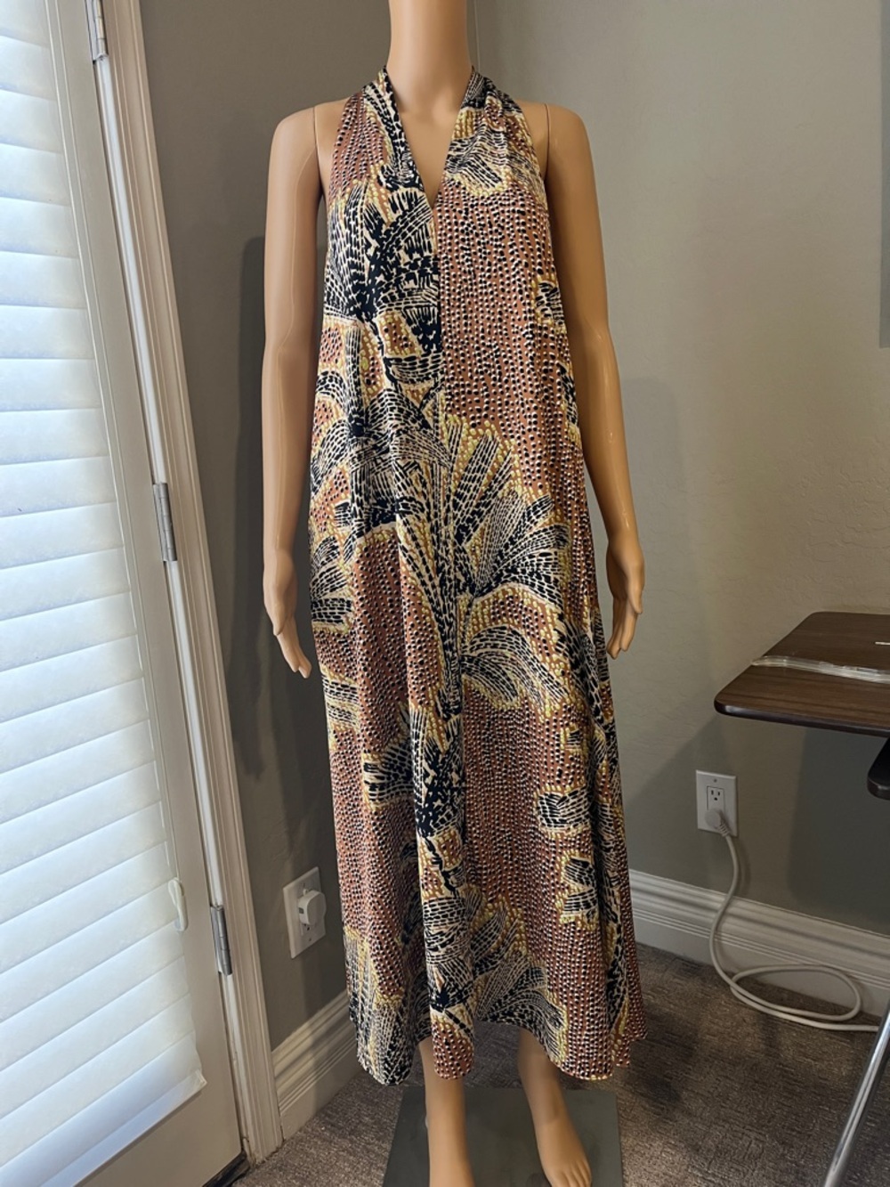 Nic+Zoe Dotty Palms Satin Maxi Dress XS